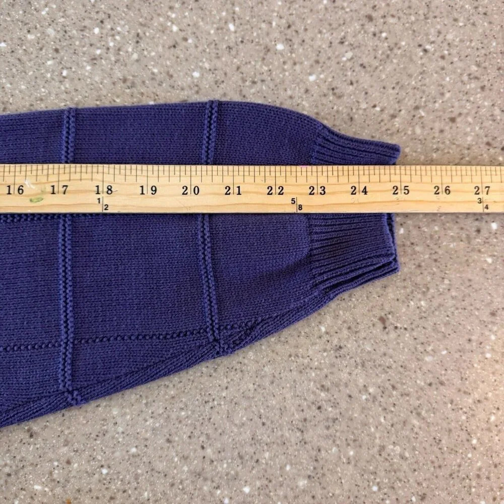 Vintage IZOD Men's Cable Knit Sweater XL 100% Cotton Purple - Picture 9 of 9